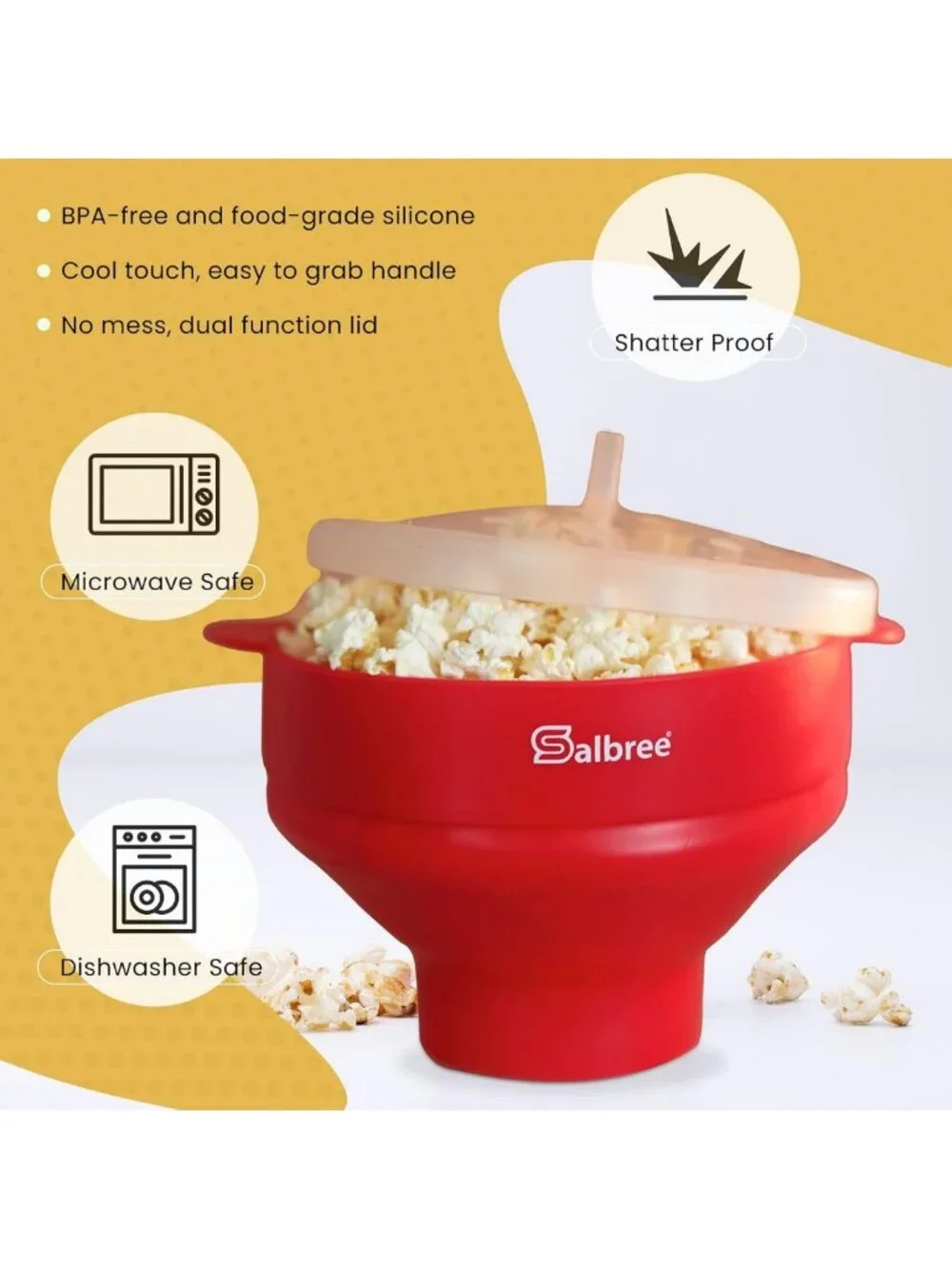Collapsible Silicone Microwave Popcorn Maker - Oil-Free Hot Air Popper Bowl